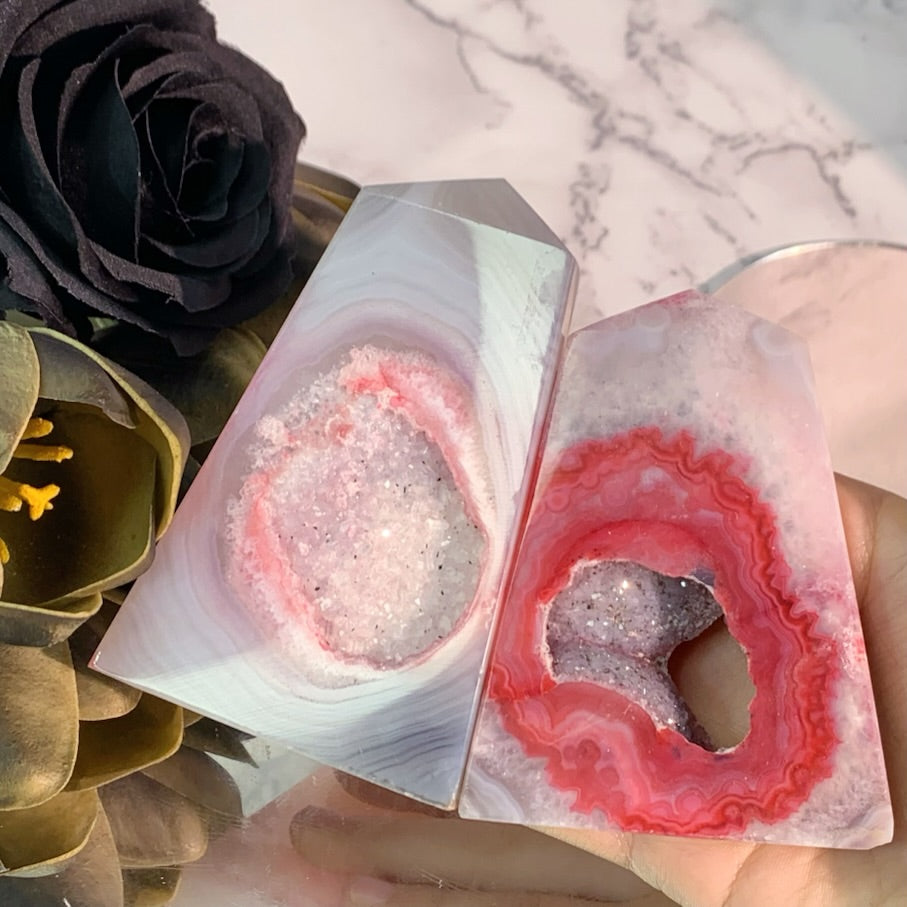 Druzy Agate 　原石　赤箱付き　最終値下げ Pink Druzy Agate – zaiencrystal.com